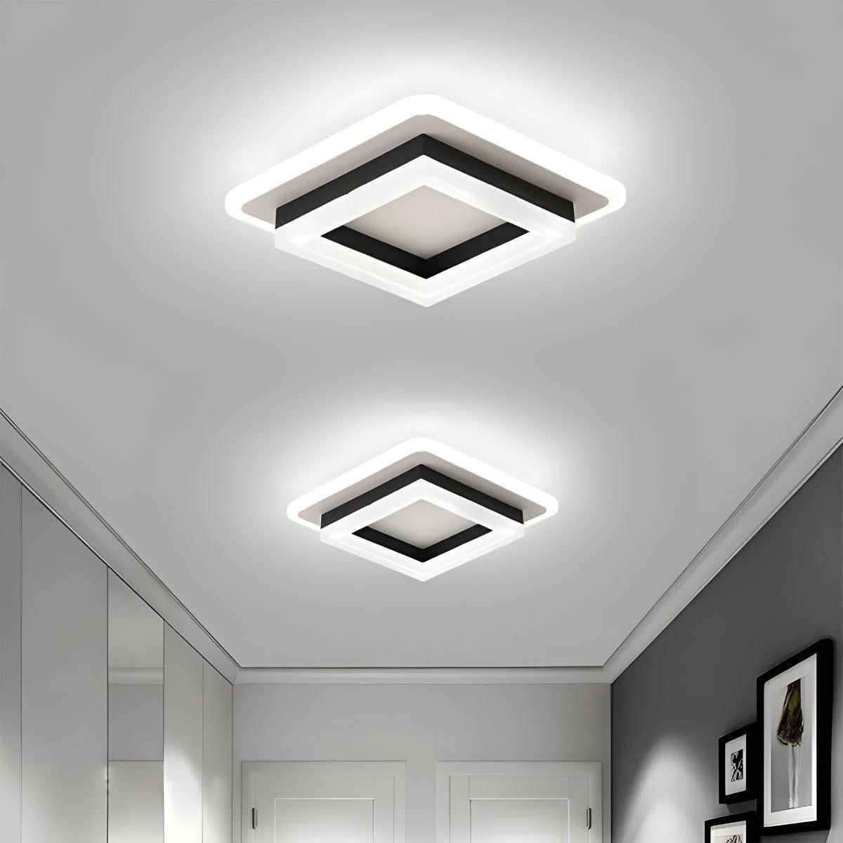 Square Flush Mount Ceiling Light Fixture With Modern Design