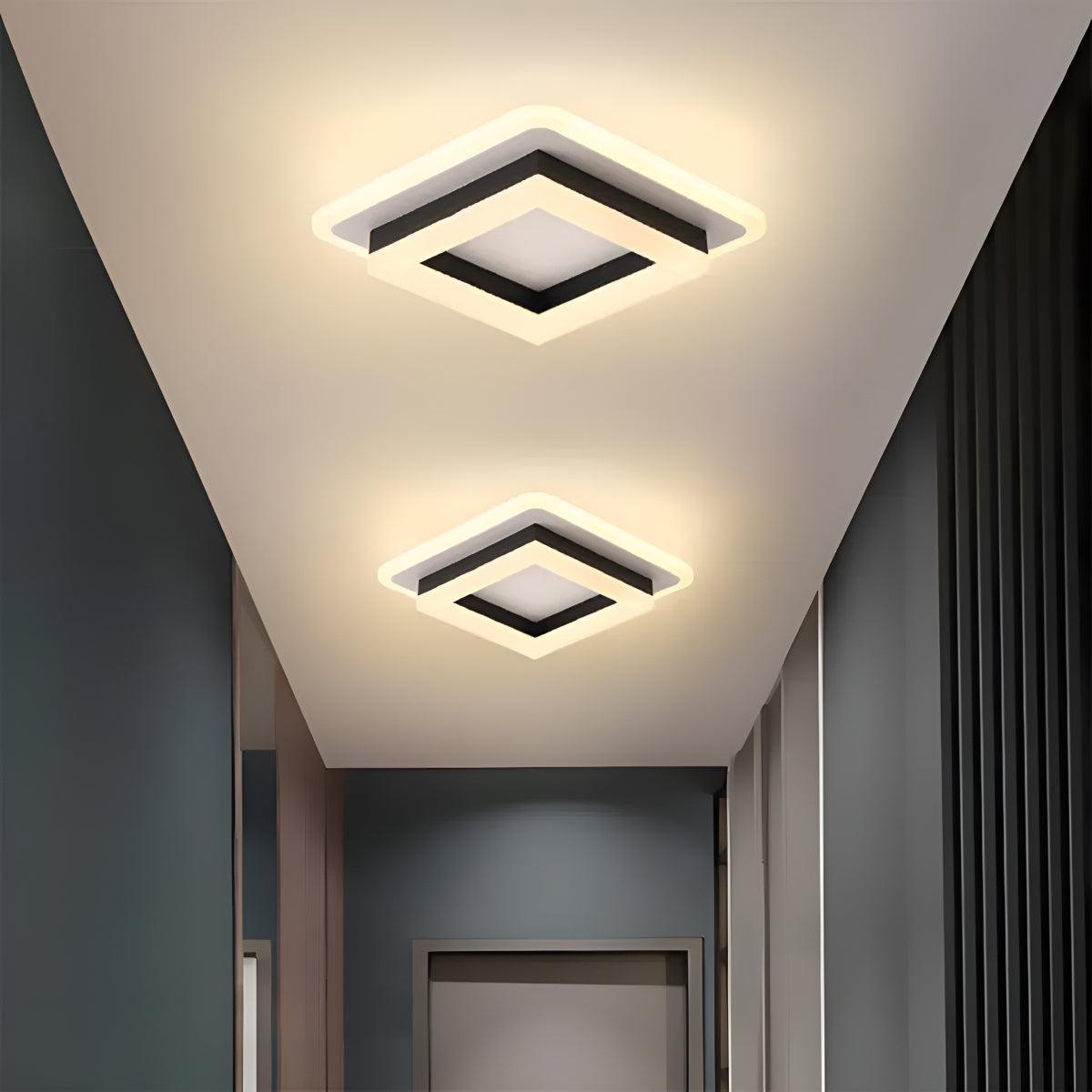 Square Flush Mount Ceiling Light Fixture With Modern Design