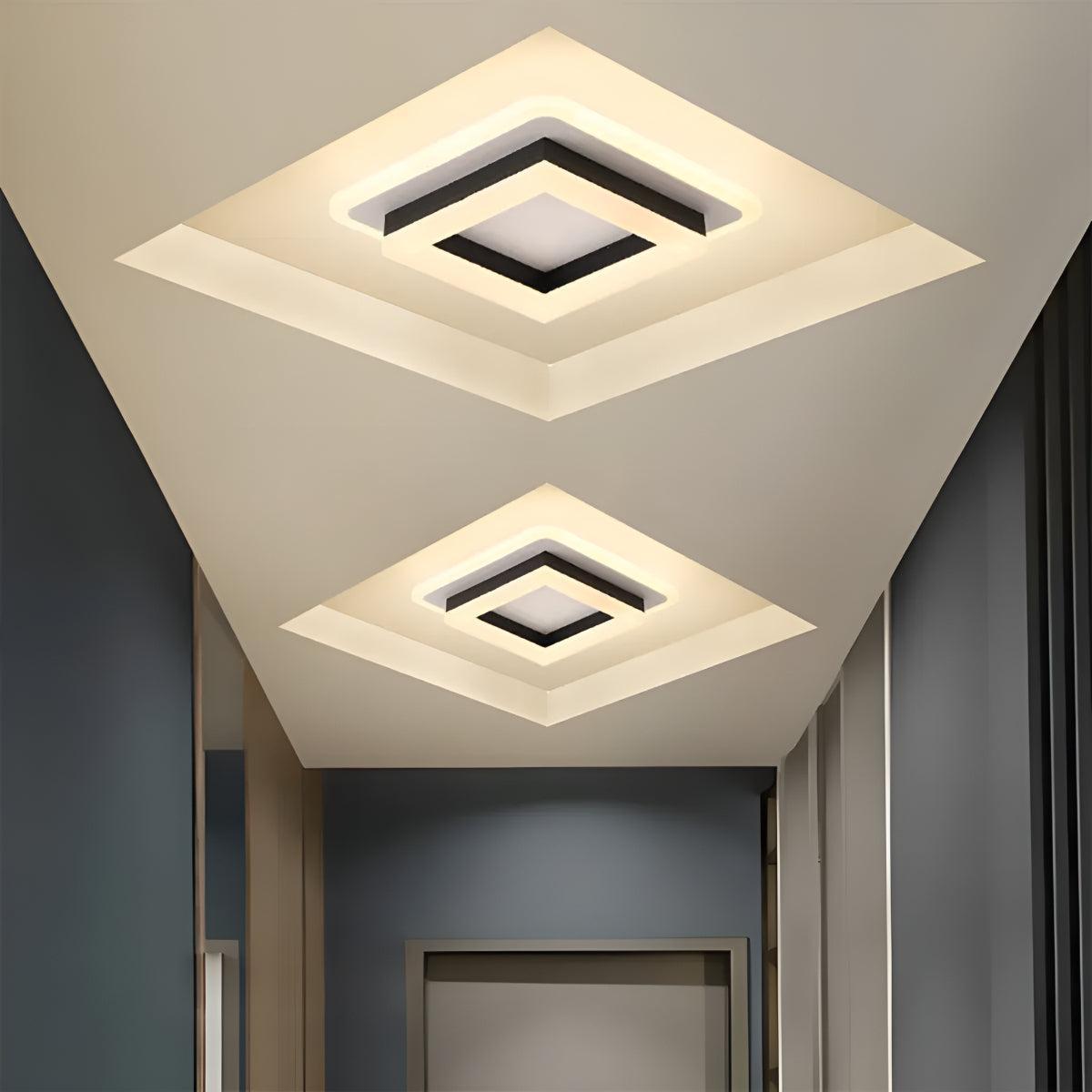 Square Flush Mount Ceiling Light Fixture With Modern Design