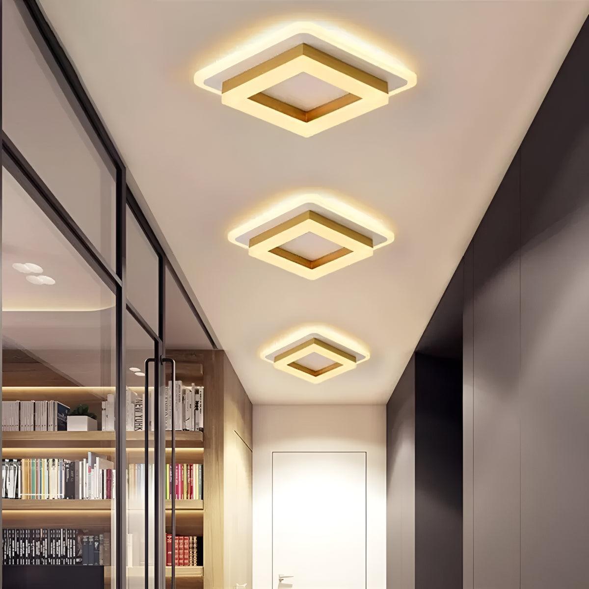 Square Flush Mount Ceiling Light Fixture With Modern Design
