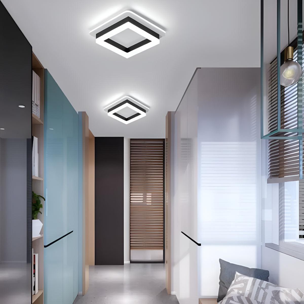 Square Flush Mount Ceiling Light Fixture With Modern Design