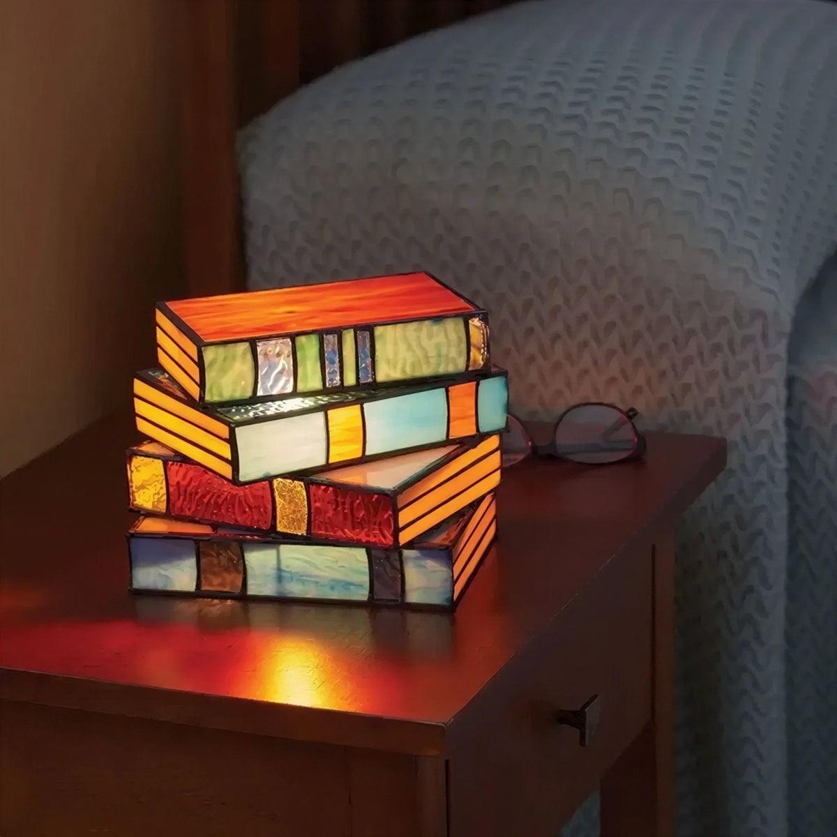 Stained Acrylic Book Table Lamp For Nightstand