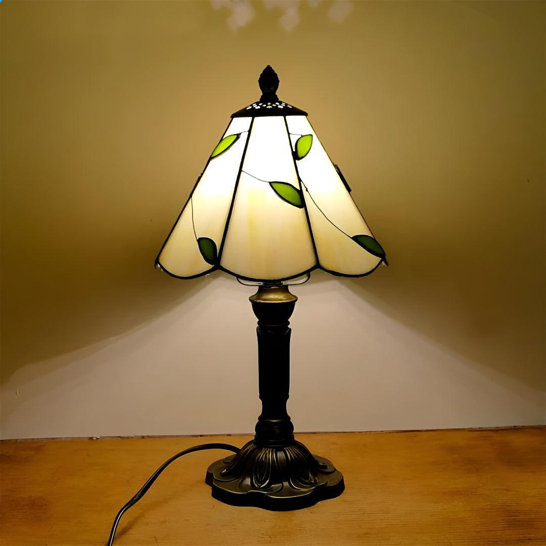 Stained Tiffany Style Glass Nightstand Table Lamp With Decorative Design