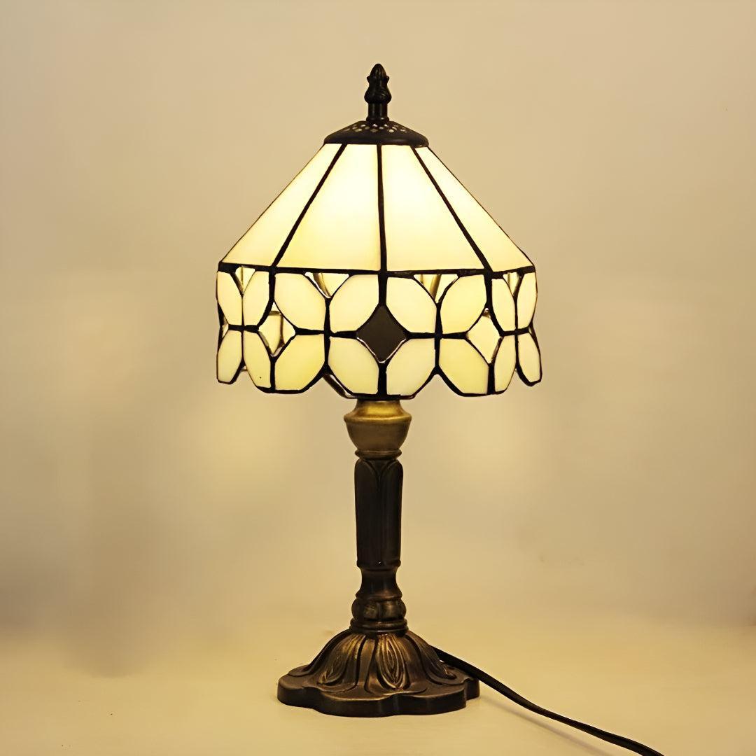 Stained Tiffany Style Glass Nightstand Table Lamp With Decorative Design