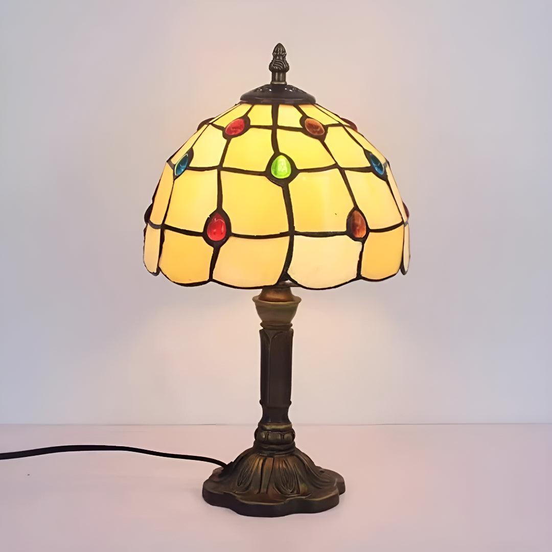 Stained Tiffany Style Glass Nightstand Table Lamp With Decorative Design