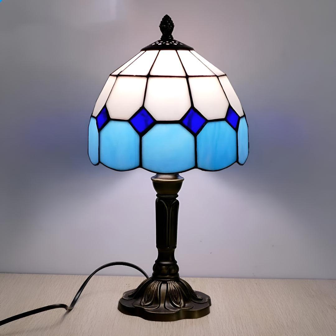 Stained Tiffany Style Glass Nightstand Table Lamp With Decorative Design