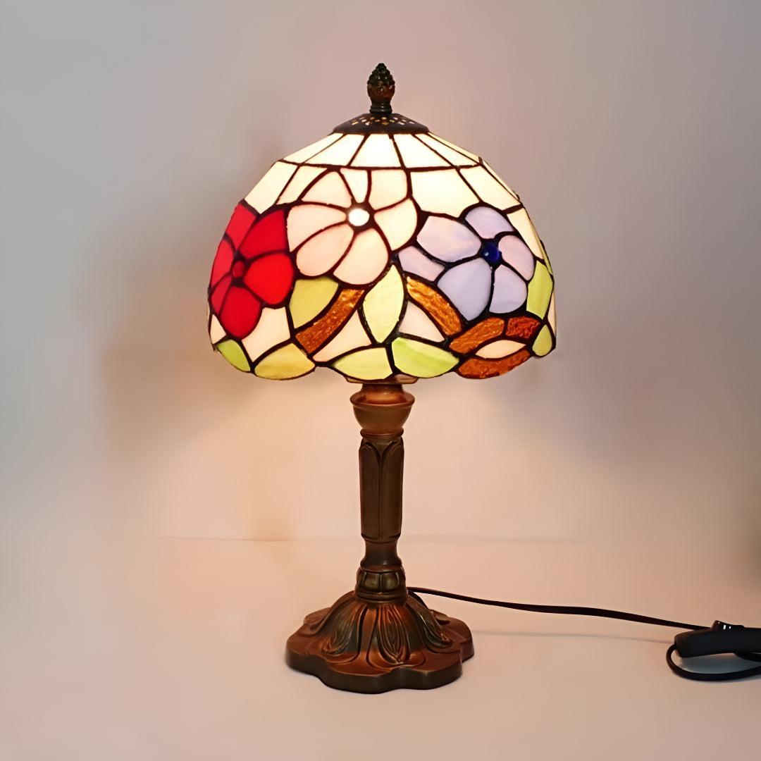 Stained Tiffany Style Glass Nightstand Table Lamp With Decorative Design