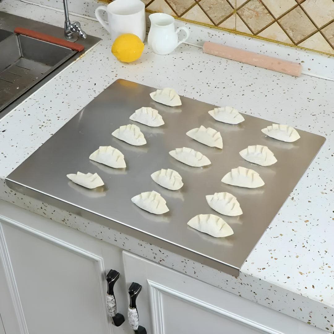 Stainless Steel Countertop Cutting Board For Kitchen Preparation With Spill Guard