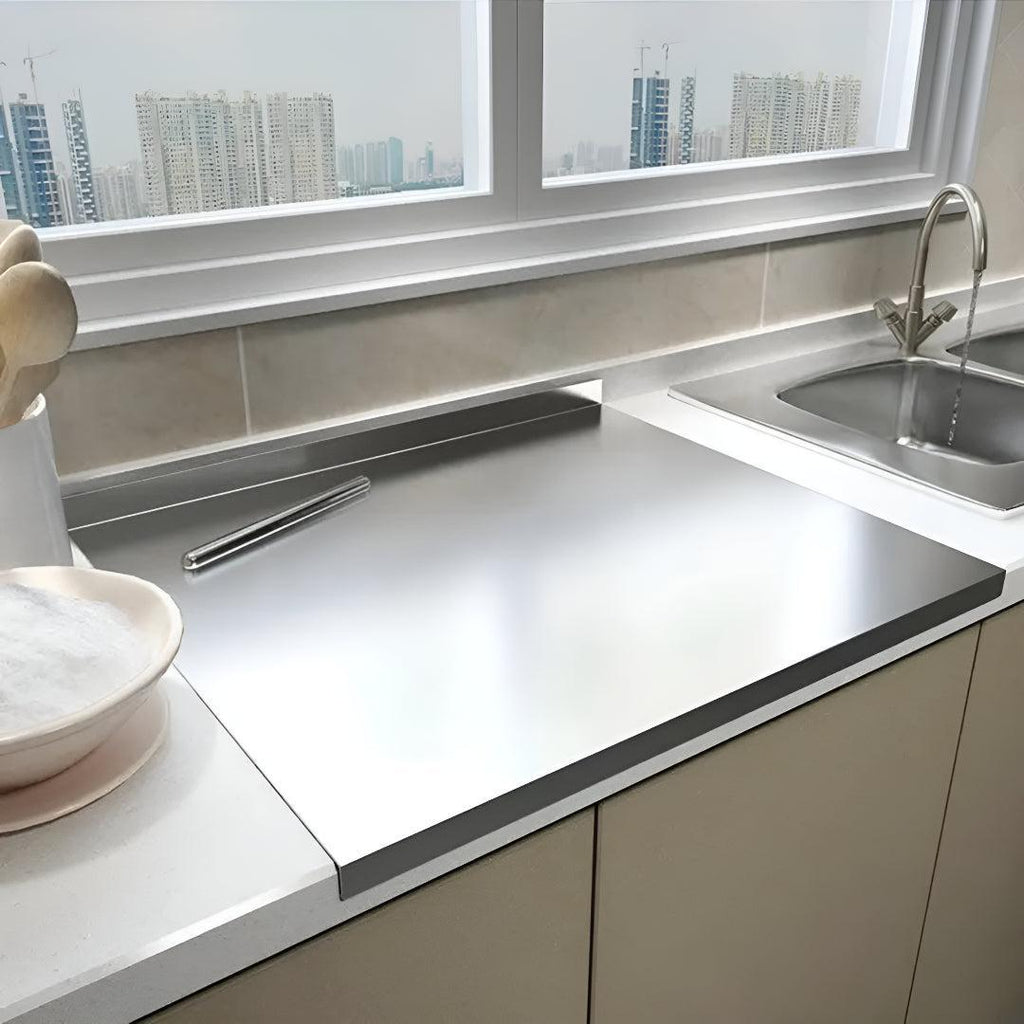 Stainless Steel Countertop Cutting Board For Kitchen Preparation With Spill Guard