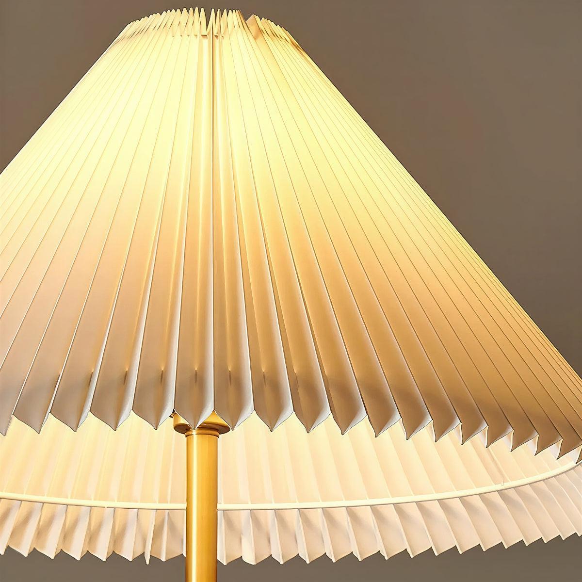 Standing Floor Lamp With Pleated Cone Shade For Living Room