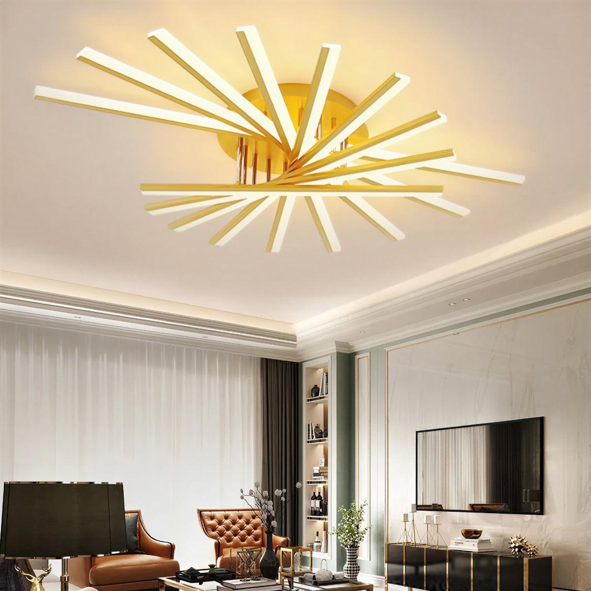 Starburst LED Flush Mount Ceiling Light With Modern Spiral Arm Design