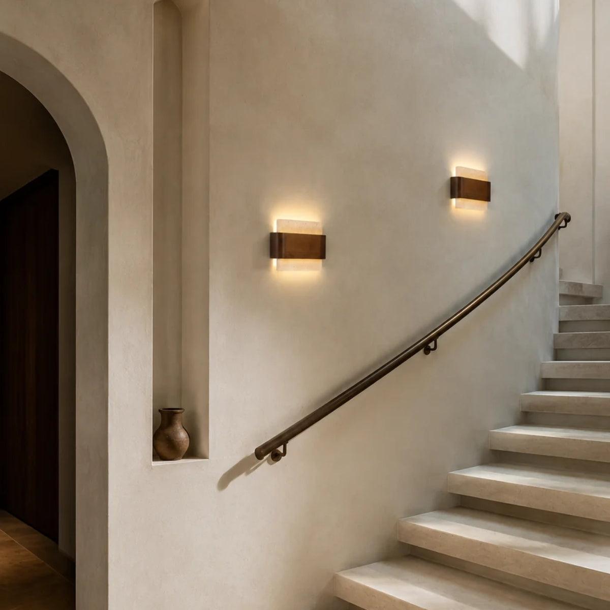Stone And Wood Styled Wall Mounted Sconce Light Fixture
