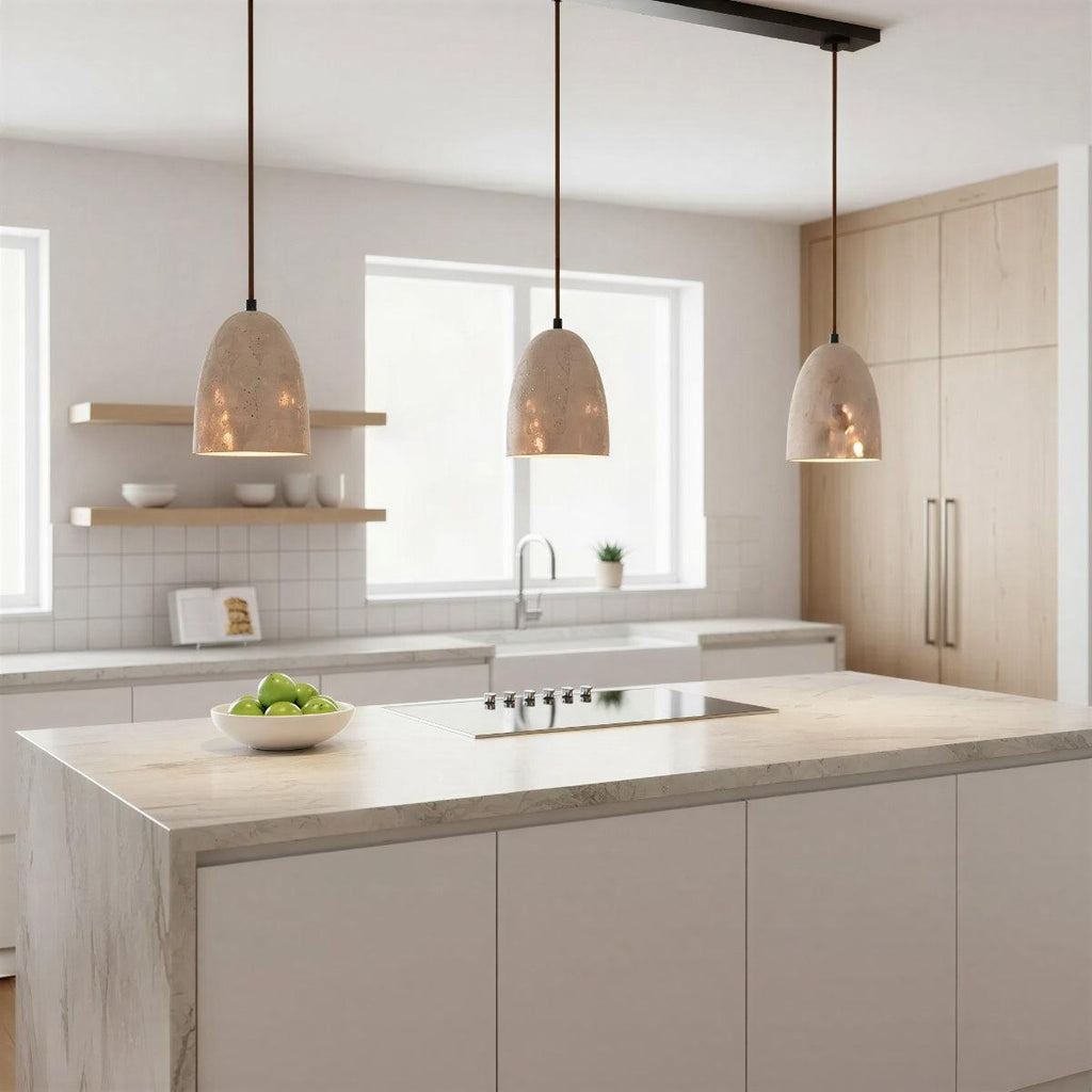 Stone Pendant Light Fitting With Warm Stoney Glow