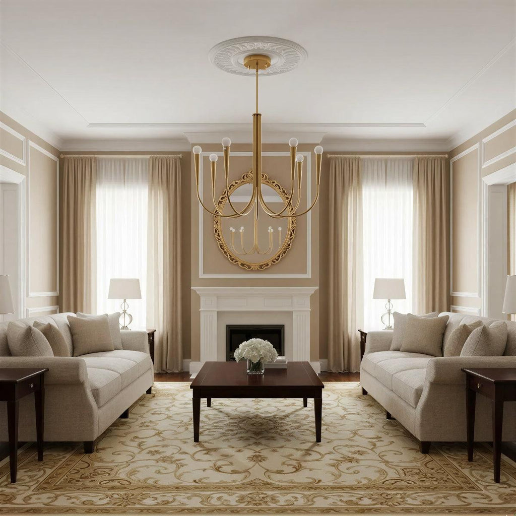 Swoop Arm Chandelier Ceiling Light For Lounge And Sitting Rooms