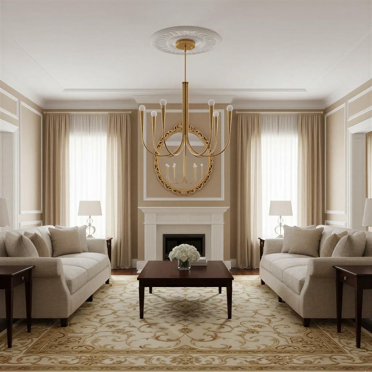 Swoop Arm Chandelier Ceiling Light For Lounge And Sitting Rooms