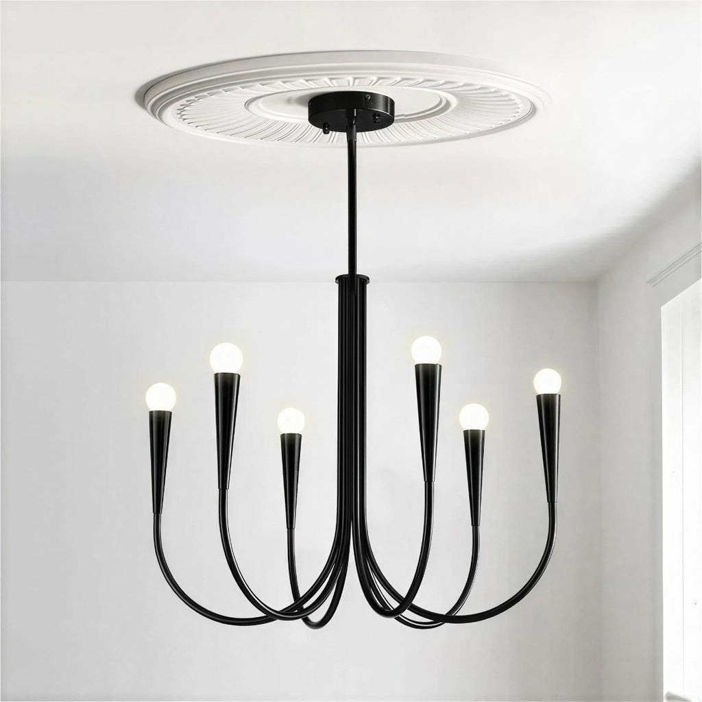 Swoop Arm Chandelier Ceiling Light For Lounge And Sitting Rooms