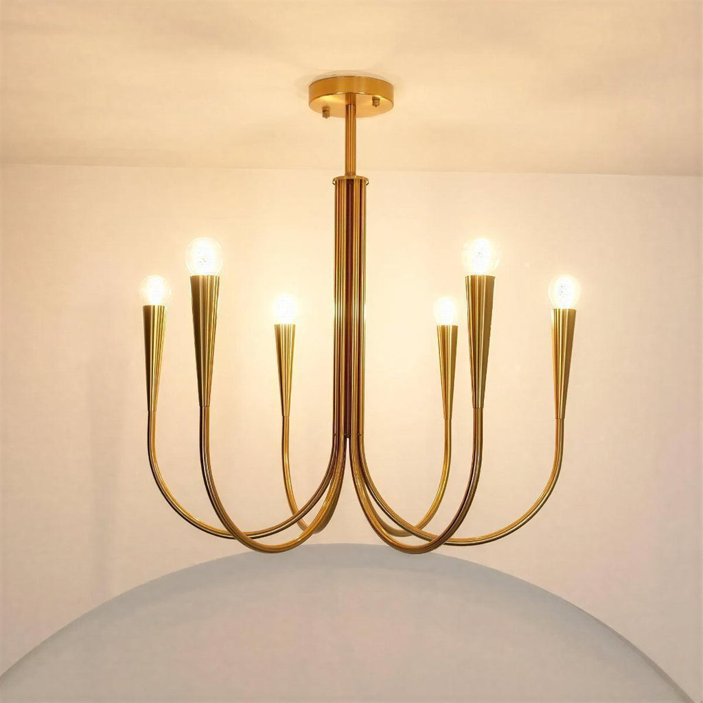 Swoop Arm Chandelier Ceiling Light For Lounge And Sitting Rooms