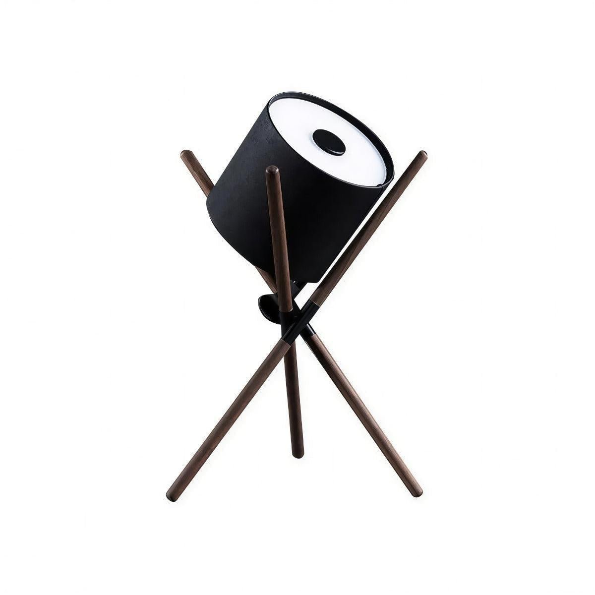 Table Lamp With Modern Tripod Base And Cylindrical Drum Shade