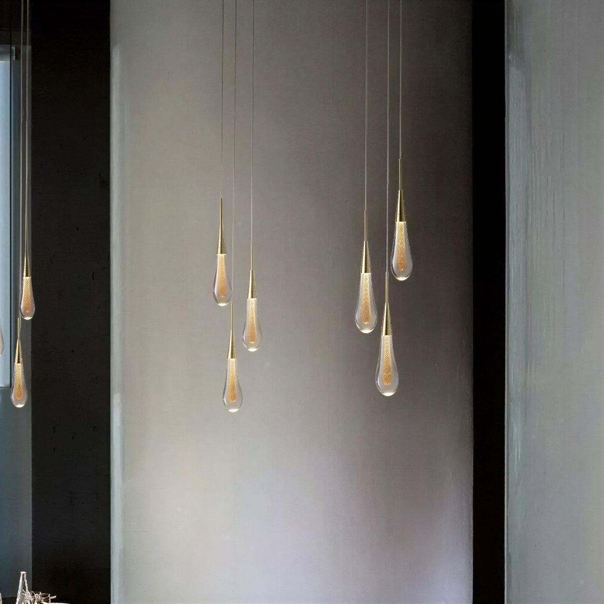 Teardrop Pendant Light With Cascading Glass Drop