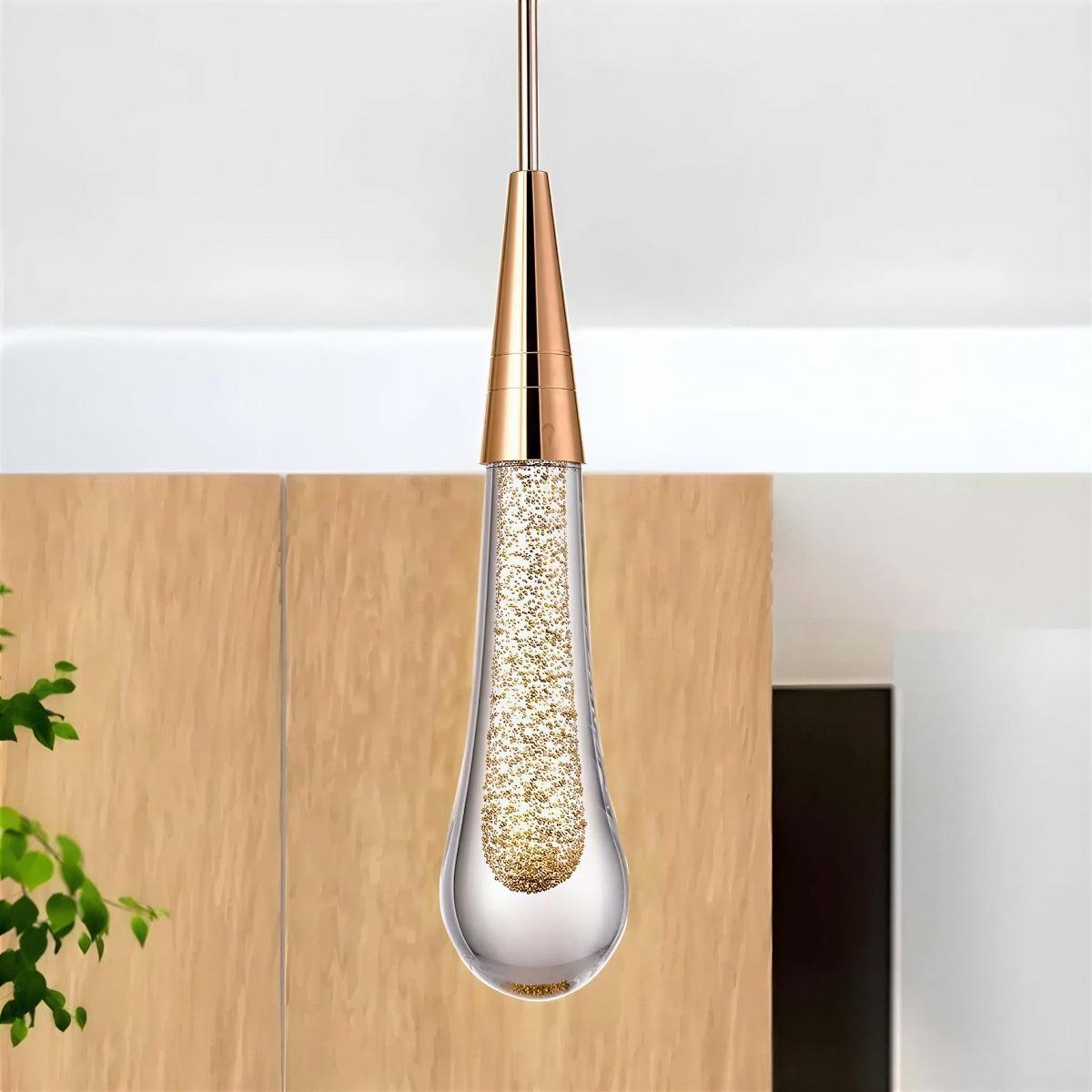 Teardrop Pendant Light With Cascading Glass Drop
