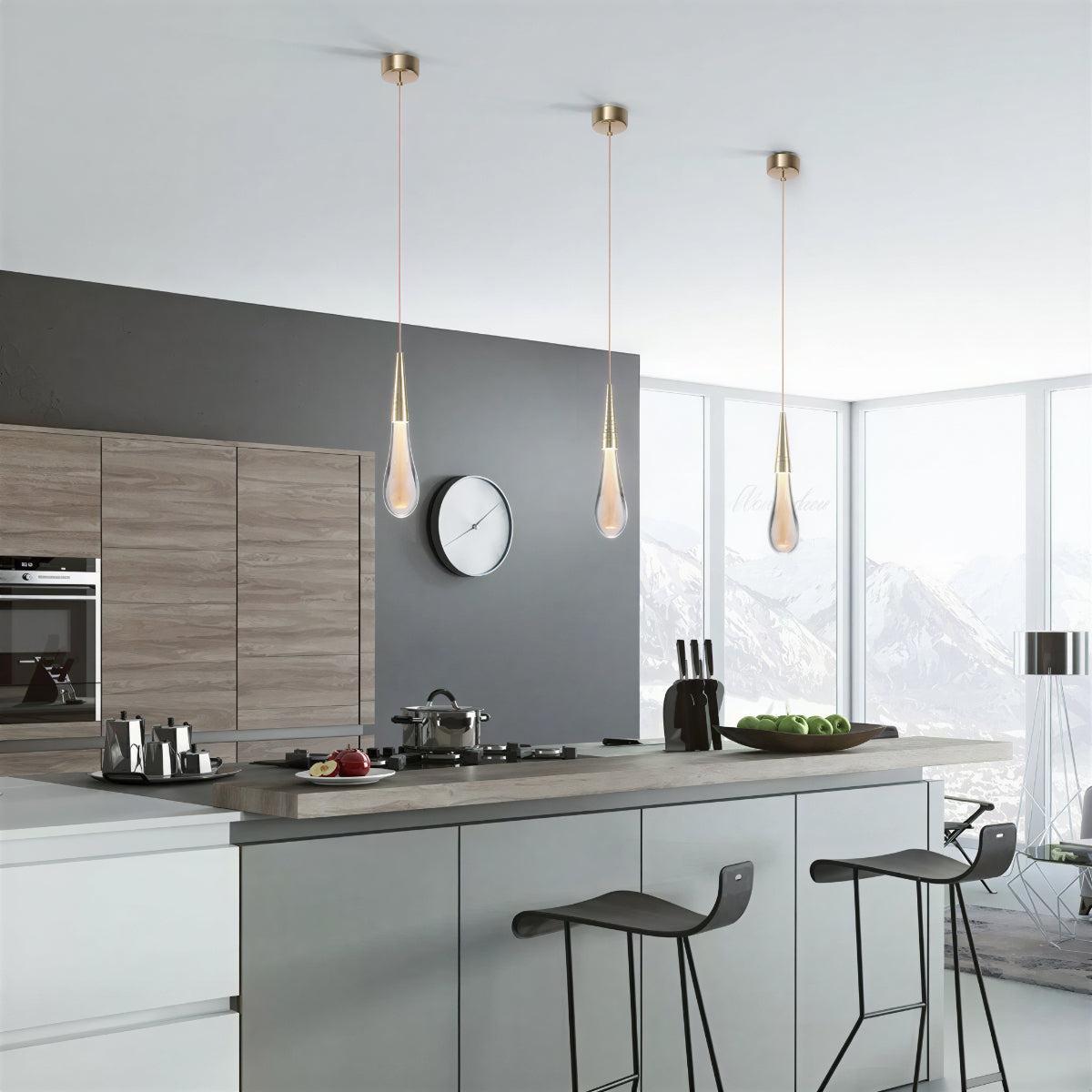 Teardrop Pendant Light With Cascading Glass Drop