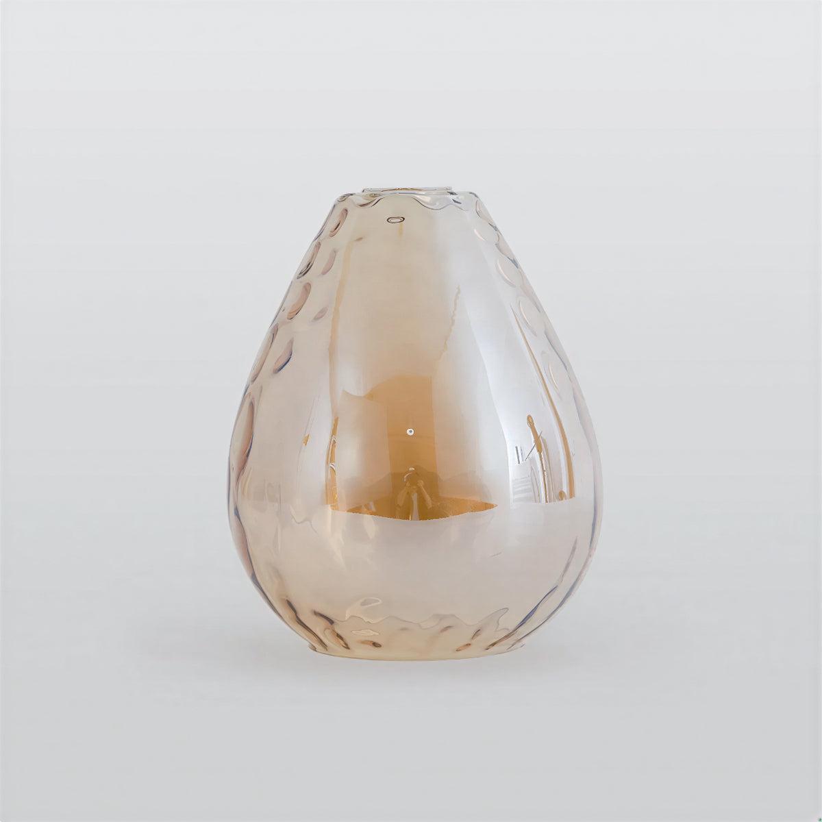 Teardrop Pendant Light With Glass Shade And Wooden Accent