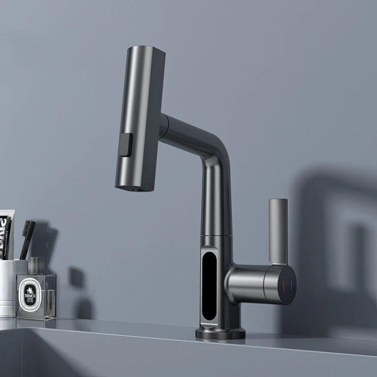 Touch Sensor Kitchen Pull Out Faucet With Temperature Display