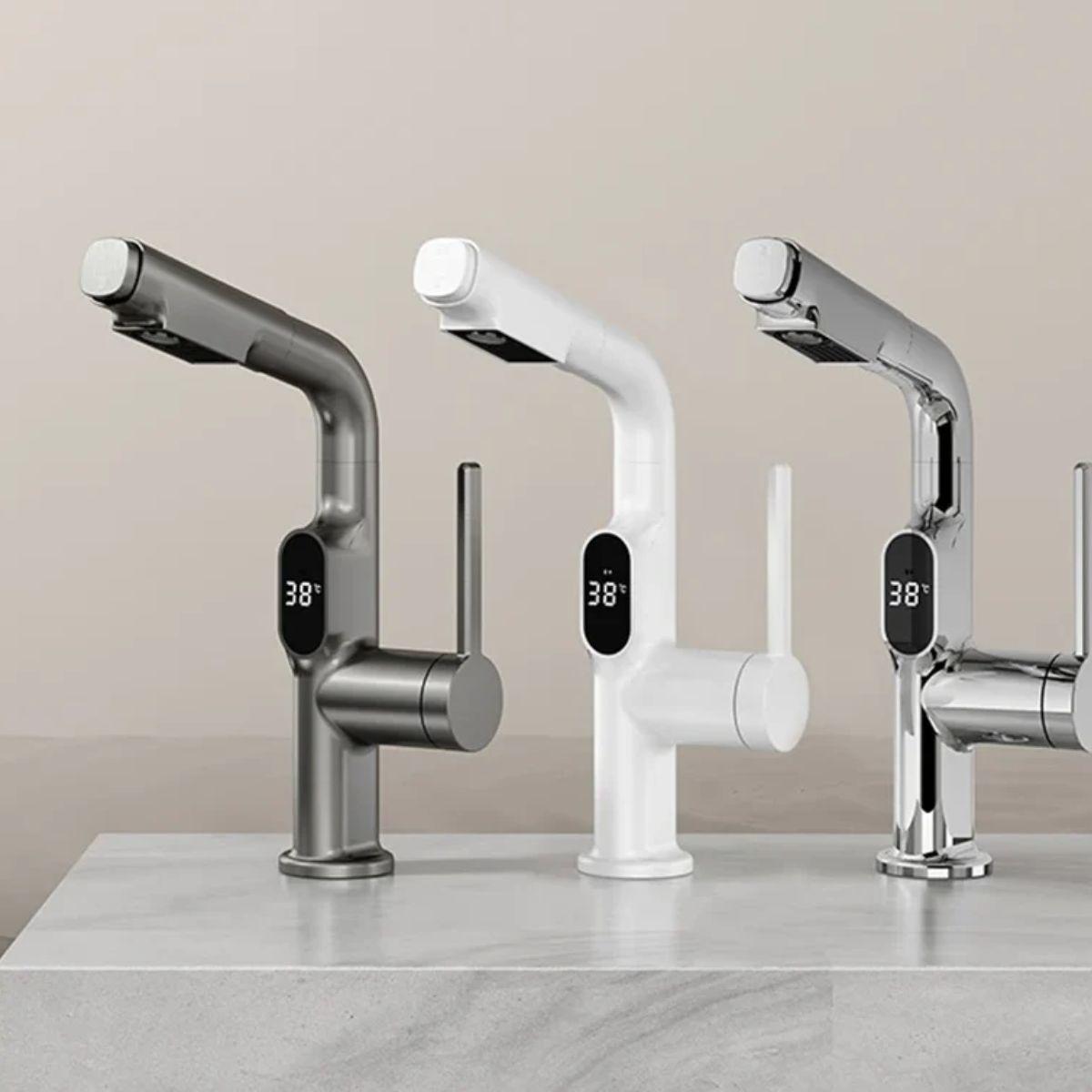 Touch Sensor Kitchen Pull Out Faucet With Temperature Display