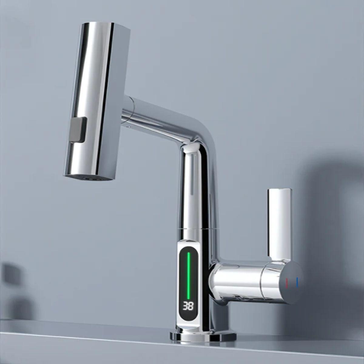 Touch Sensor Kitchen Pull Out Faucet With Temperature Display