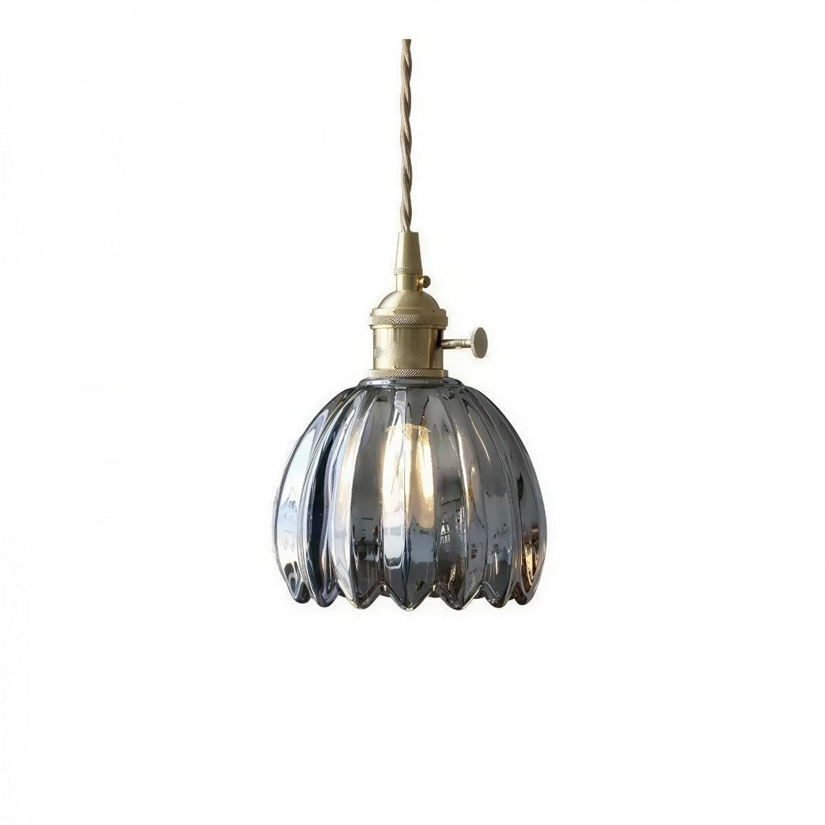 Traditional Pendant Light With Flower Shaped Glass Shade