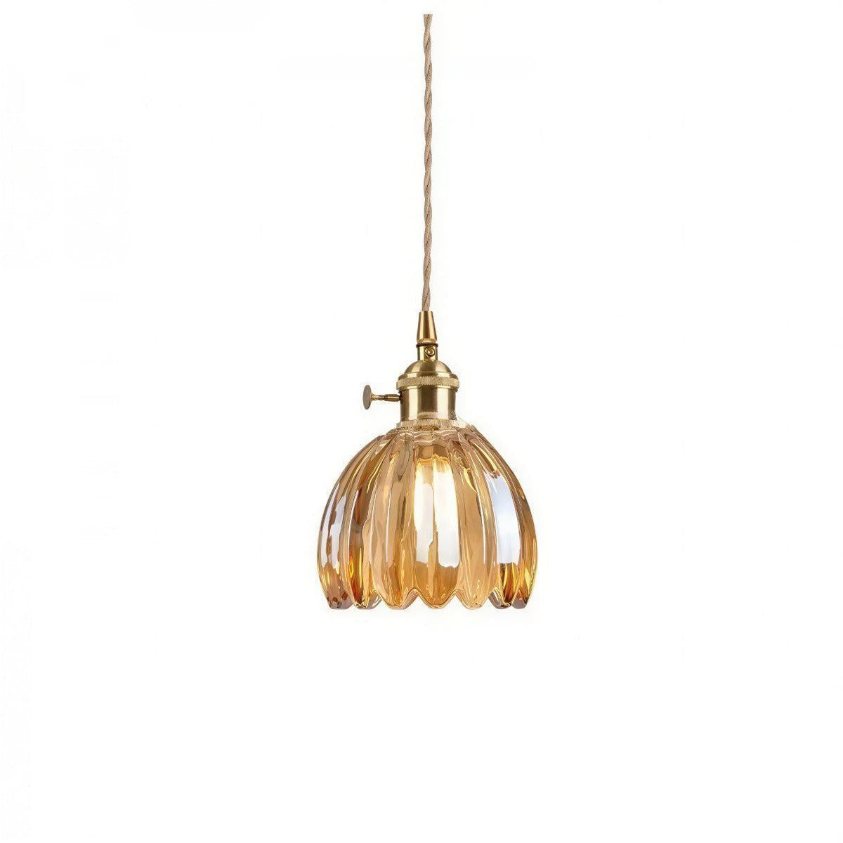 Traditional Pendant Light With Flower Shaped Glass Shade