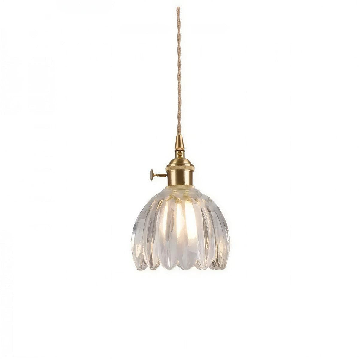 Traditional Pendant Light With Flower Shaped Glass Shade