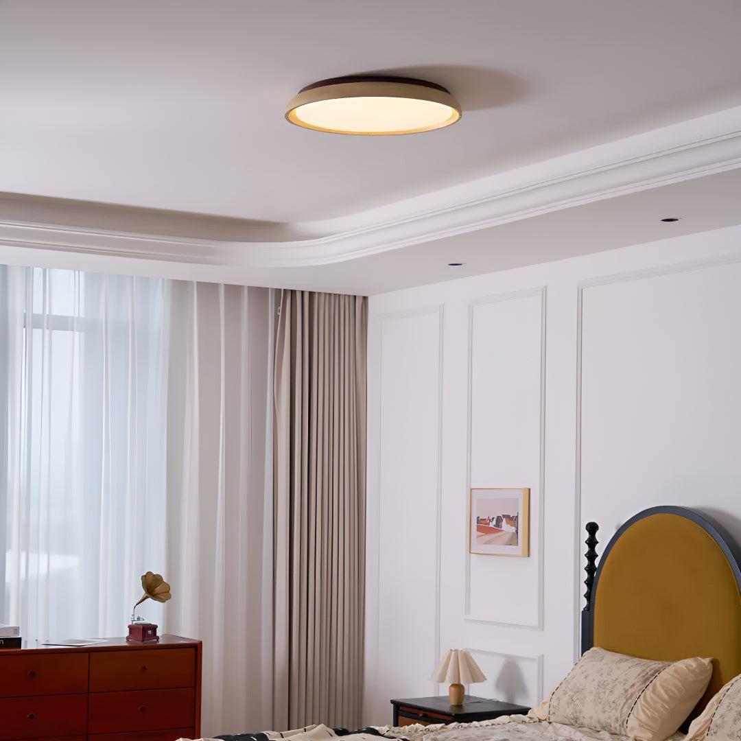 Travertine Styled Flush Mount Ceiling Light Fixture With Round Textured Design