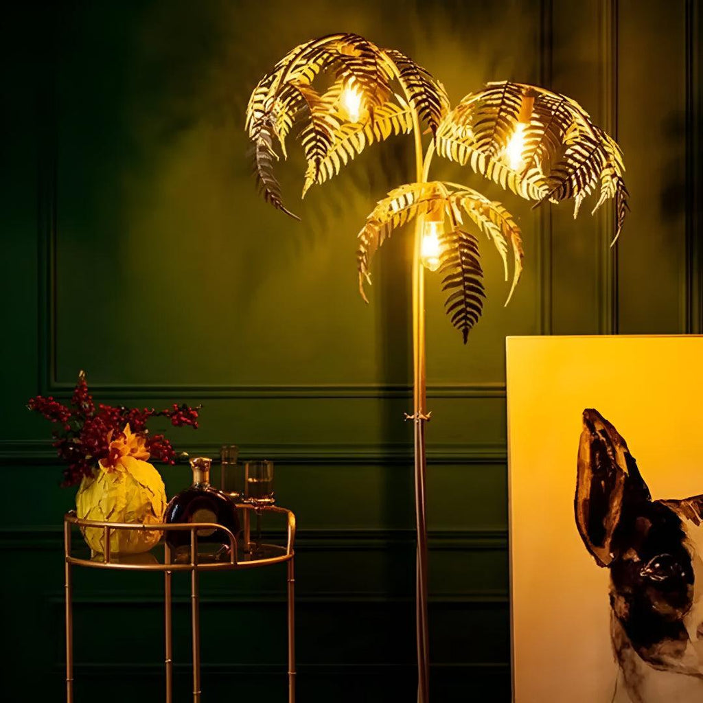 Tropical Retro Golden Palm Tree Floor Lamp