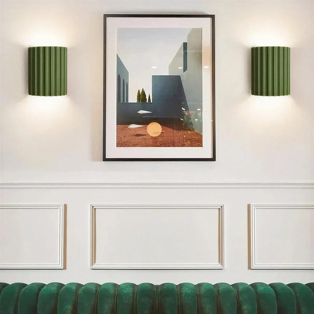 Up And Down Wall Light With Architectural Curved Fluted Shade