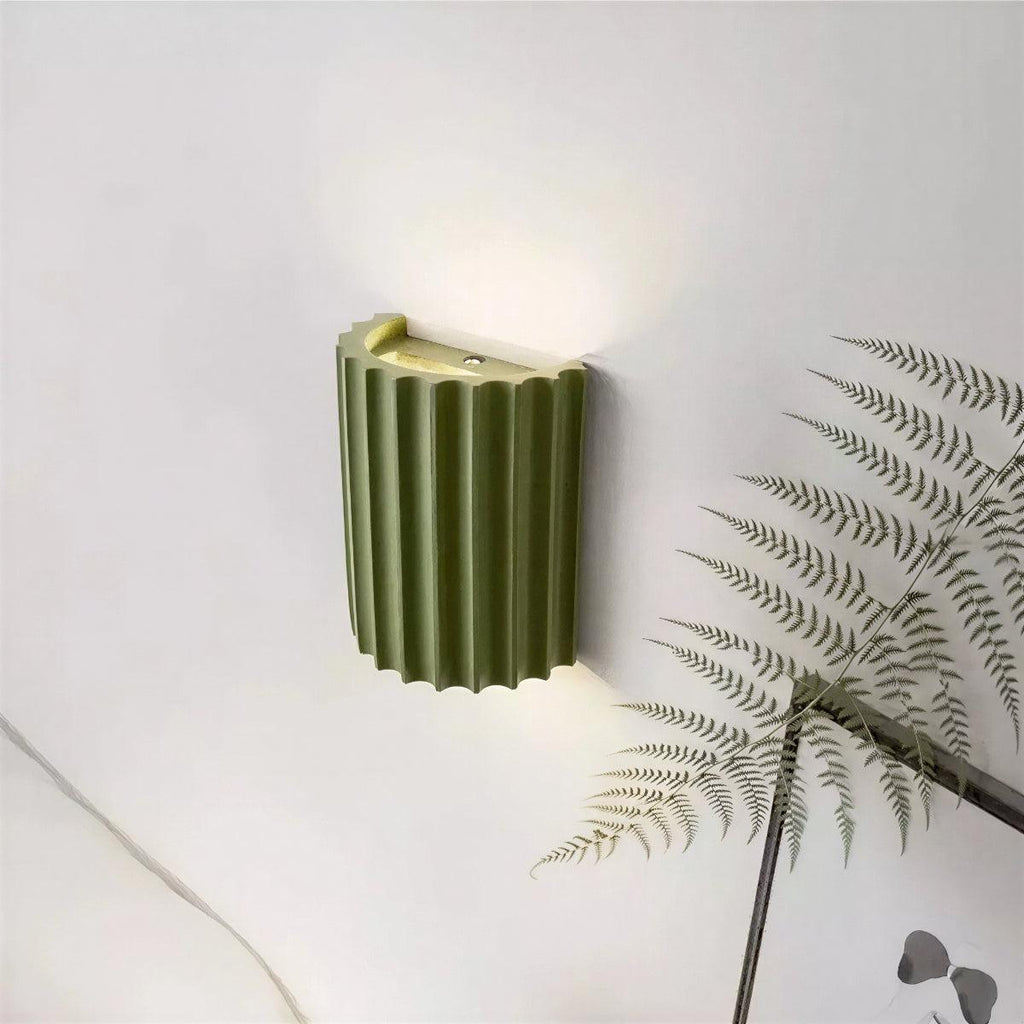 Up And Down Wall Light With Architectural Curved Fluted Shade