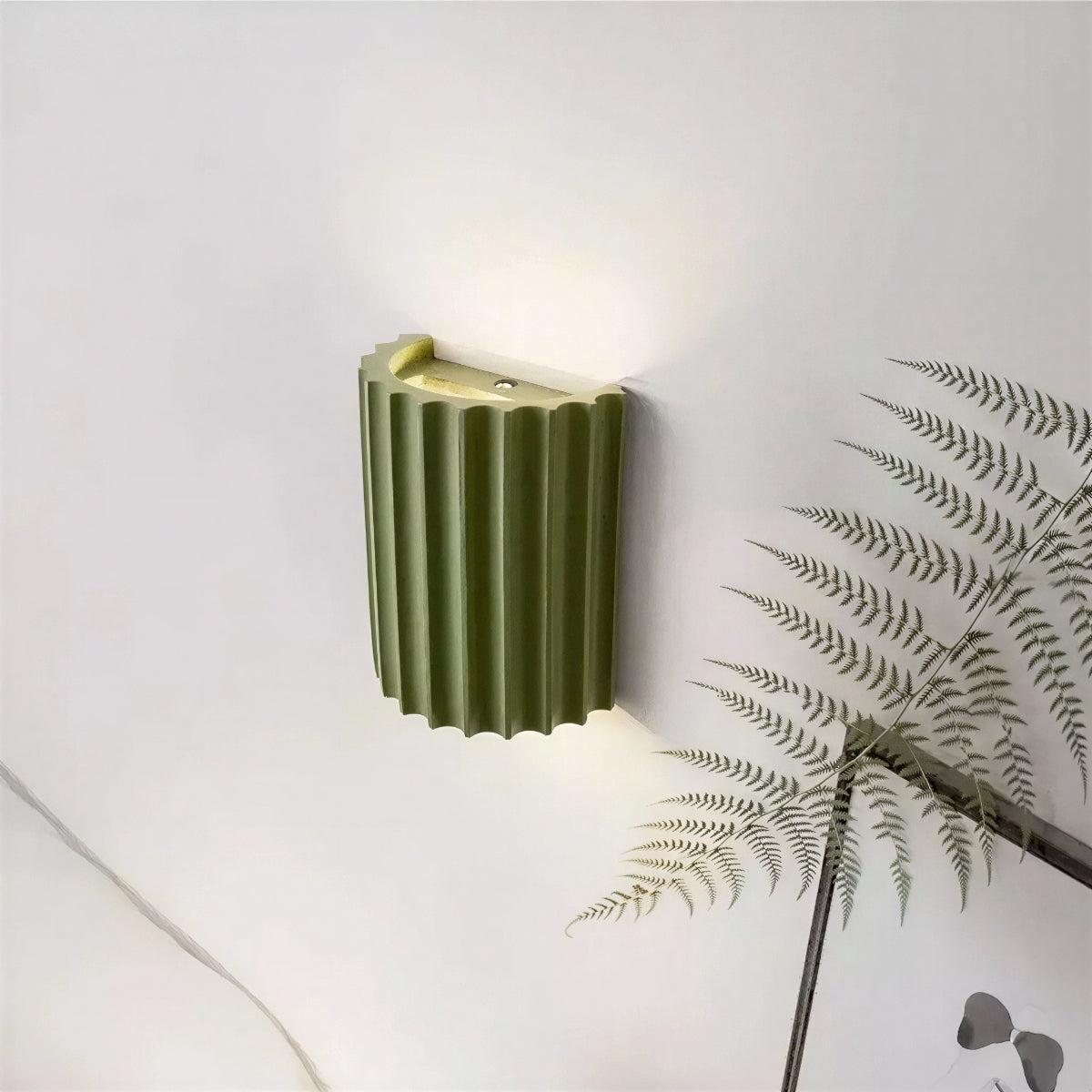Up And Down Wall Light With Architectural Curved Fluted Shade