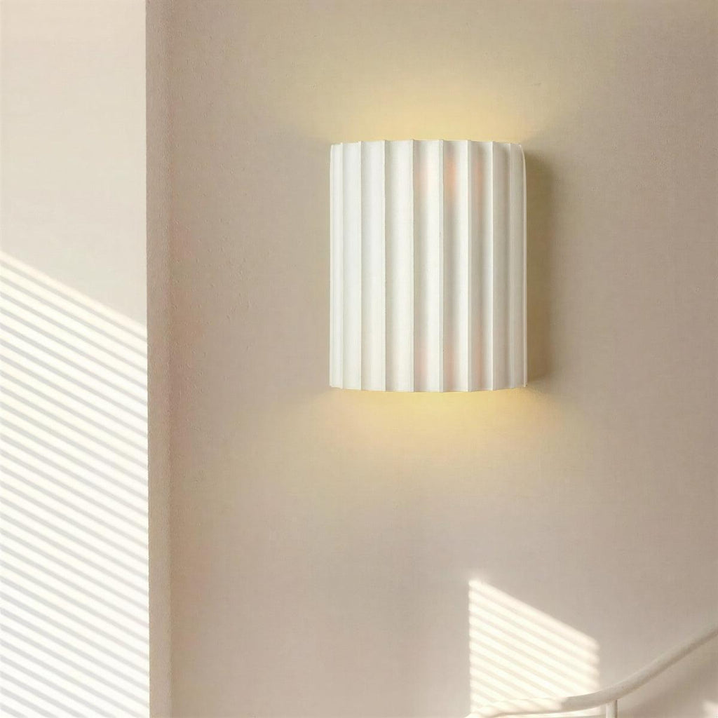 Up And Down Wall Light With Architectural Curved Fluted Shade