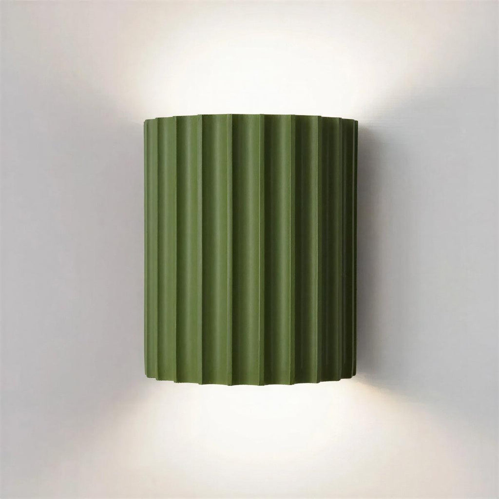 Up And Down Wall Light With Architectural Curved Fluted Shade