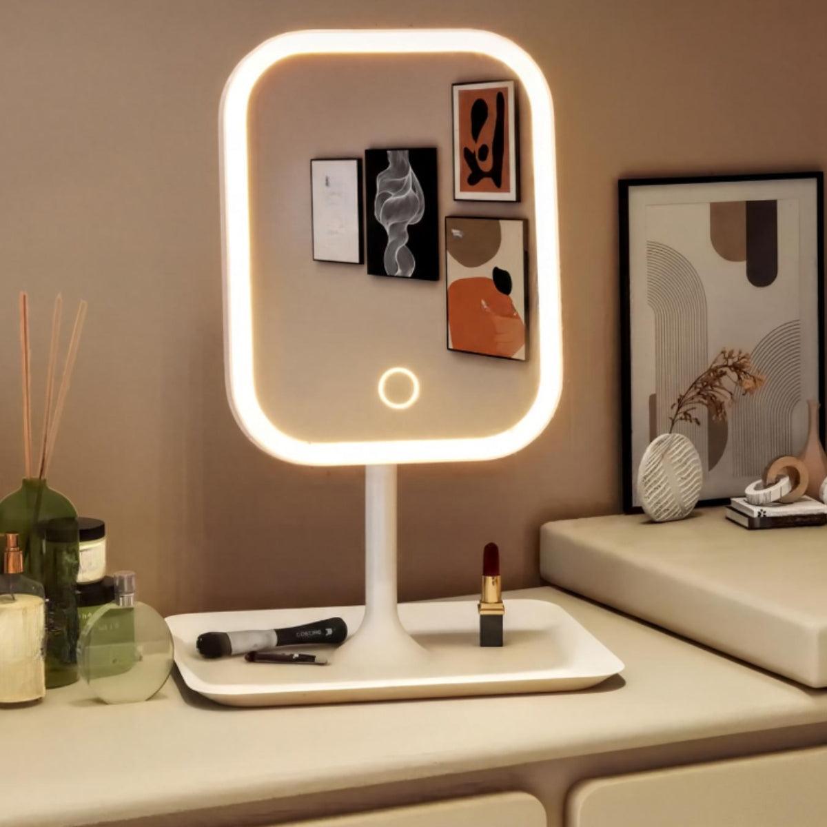 Vanity Mirror With Light And Rotating Mount For Makeup