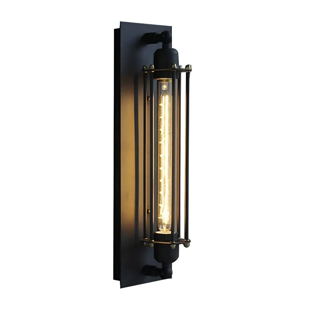 Vintage Antique Interior Wall Light With Cylindrical Caged Enclosure