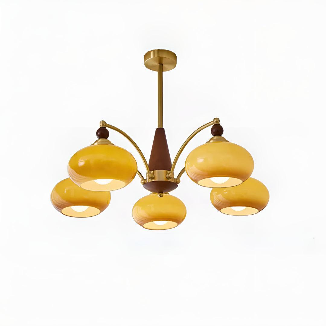 Vintage Mid Century Dining Room Chandelier With Retro Glass Shades