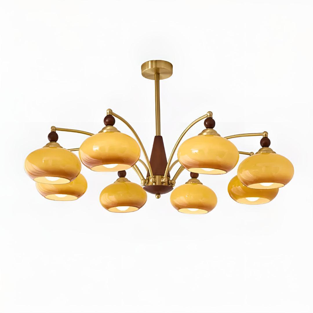 Vintage Mid Century Dining Room Chandelier With Retro Glass Shades