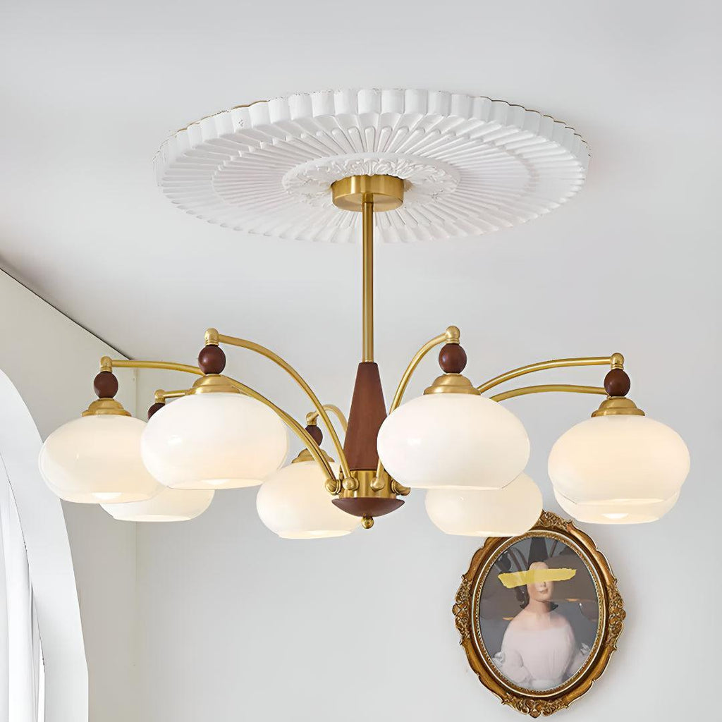 Vintage Mid Century Dining Room Chandelier With Retro Glass Shades