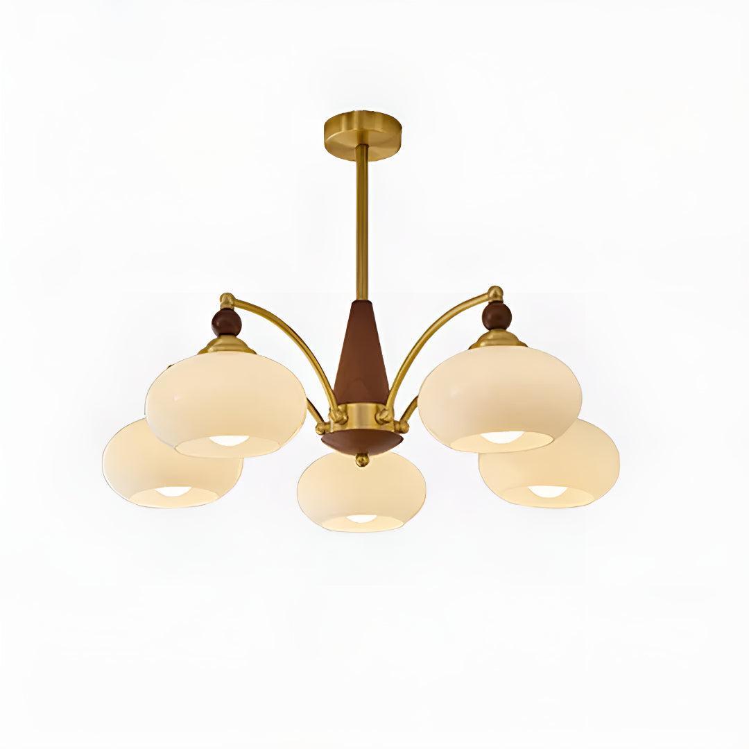 Vintage Mid Century Dining Room Chandelier With Retro Glass Shades