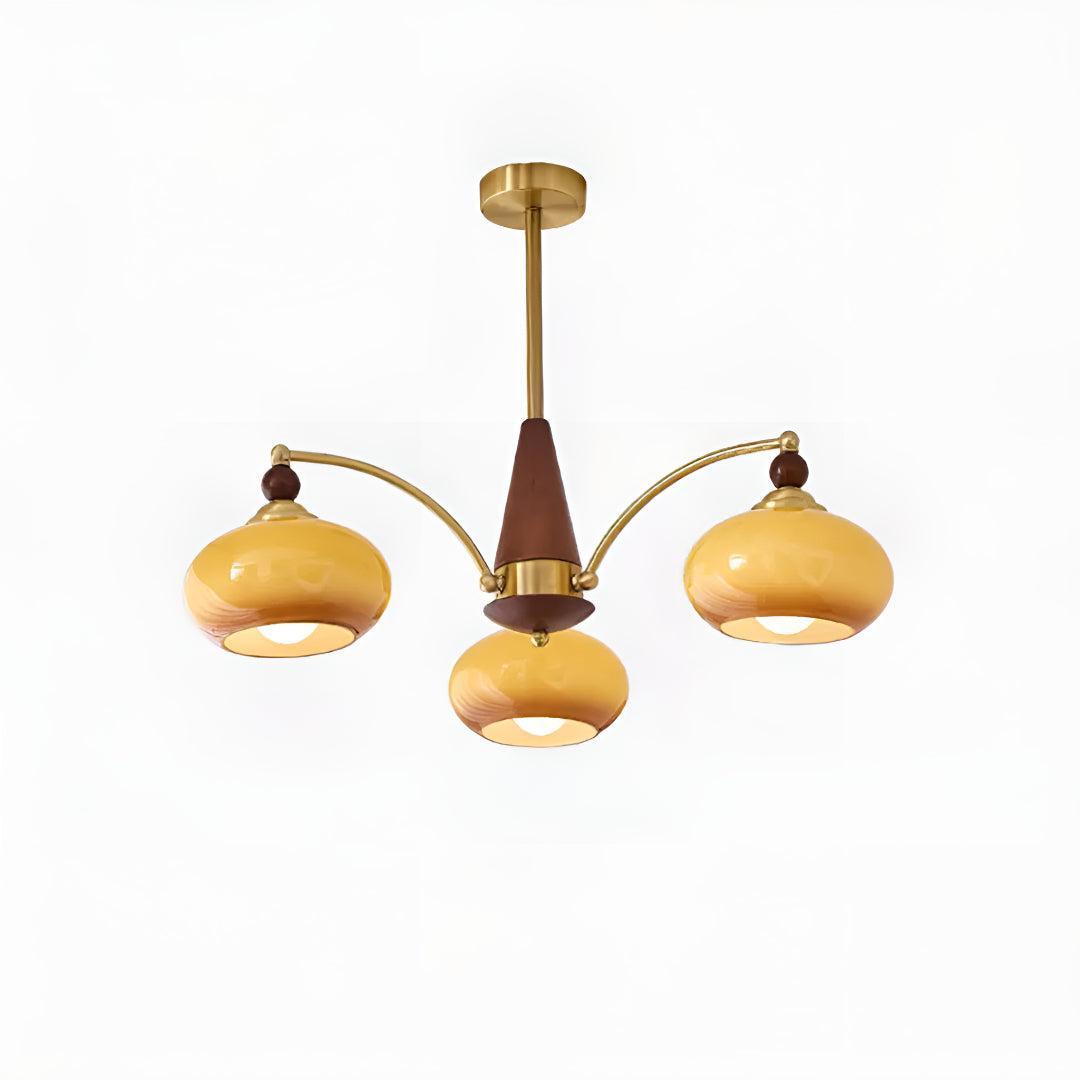 Vintage Mid Century Dining Room Chandelier With Retro Glass Shades