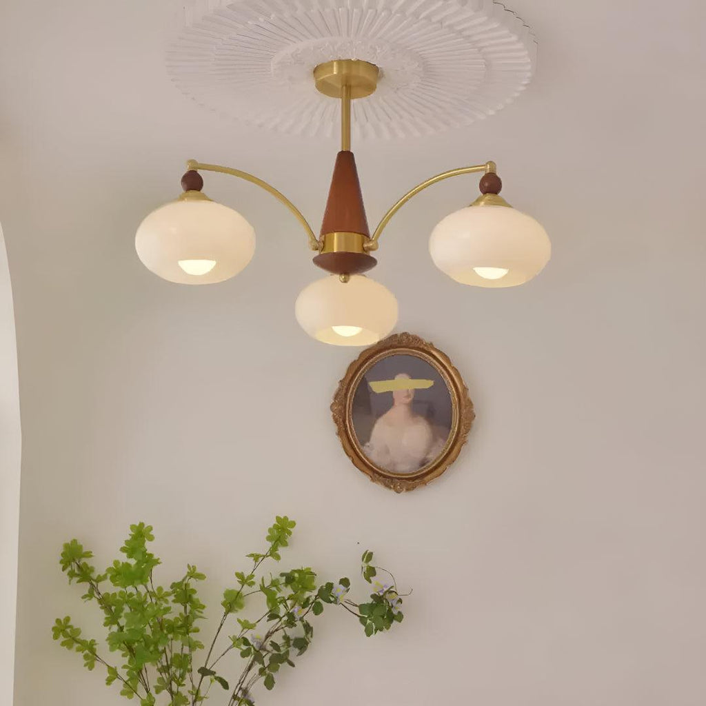 Vintage Mid Century Dining Room Chandelier With Retro Glass Shades