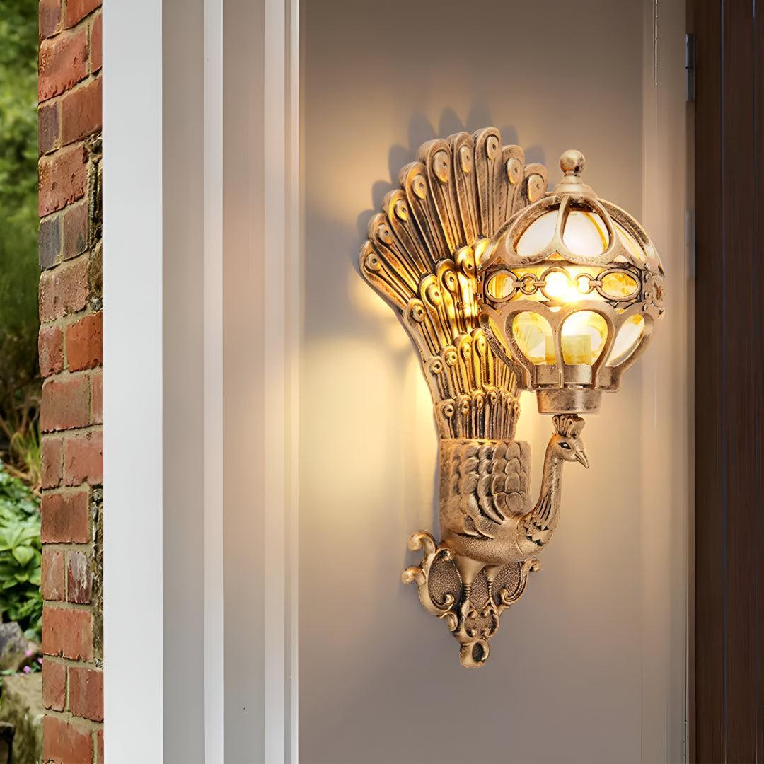 Vintage Peacock Styled Light For Outdoor Exterior Entryway Light