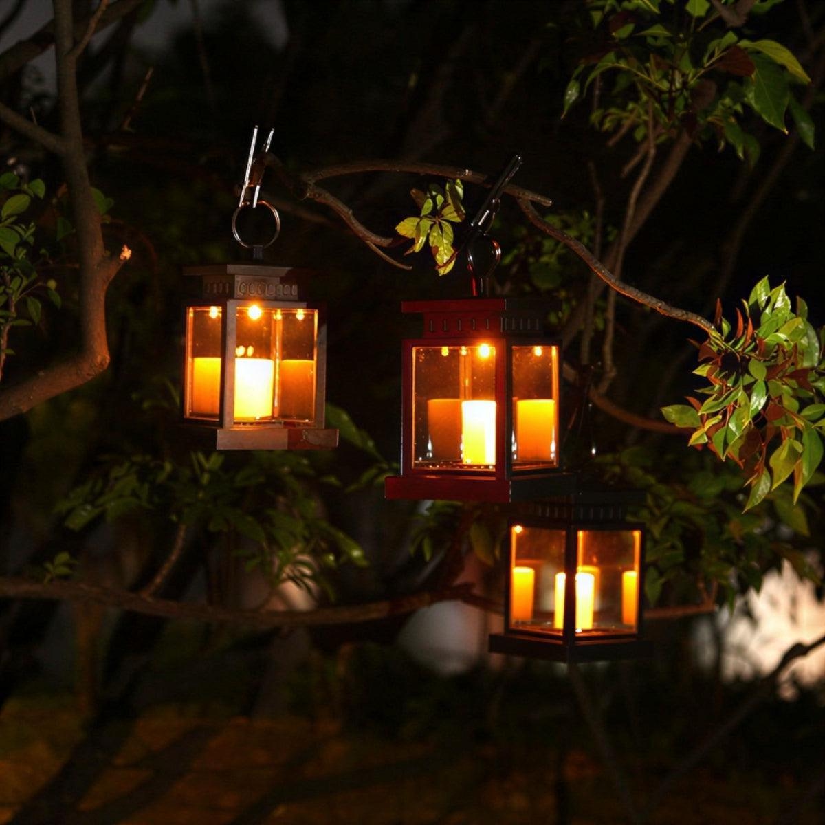 Vintage Solar Powered Outdoor Hanging Lantern For Pathway Lighting