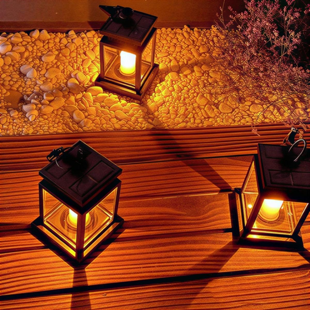 Vintage Solar Powered Outdoor Hanging Lantern For Pathway Lighting